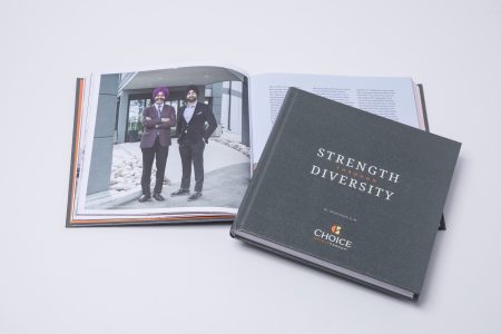 Cover and inside spread of Franchisee story book specifally designed by Historical Branding Solutions Inc. as a custom corporate history book and company anniversary book solution for franchise companies